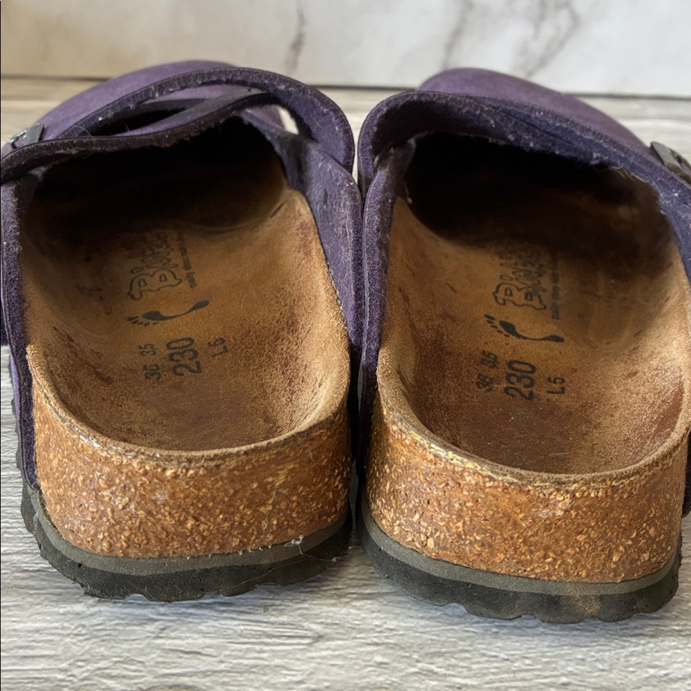 Birkenstock Birki's Dorian Purple Leather Crisscross Clogs Size 36 - Picture 8 of 13